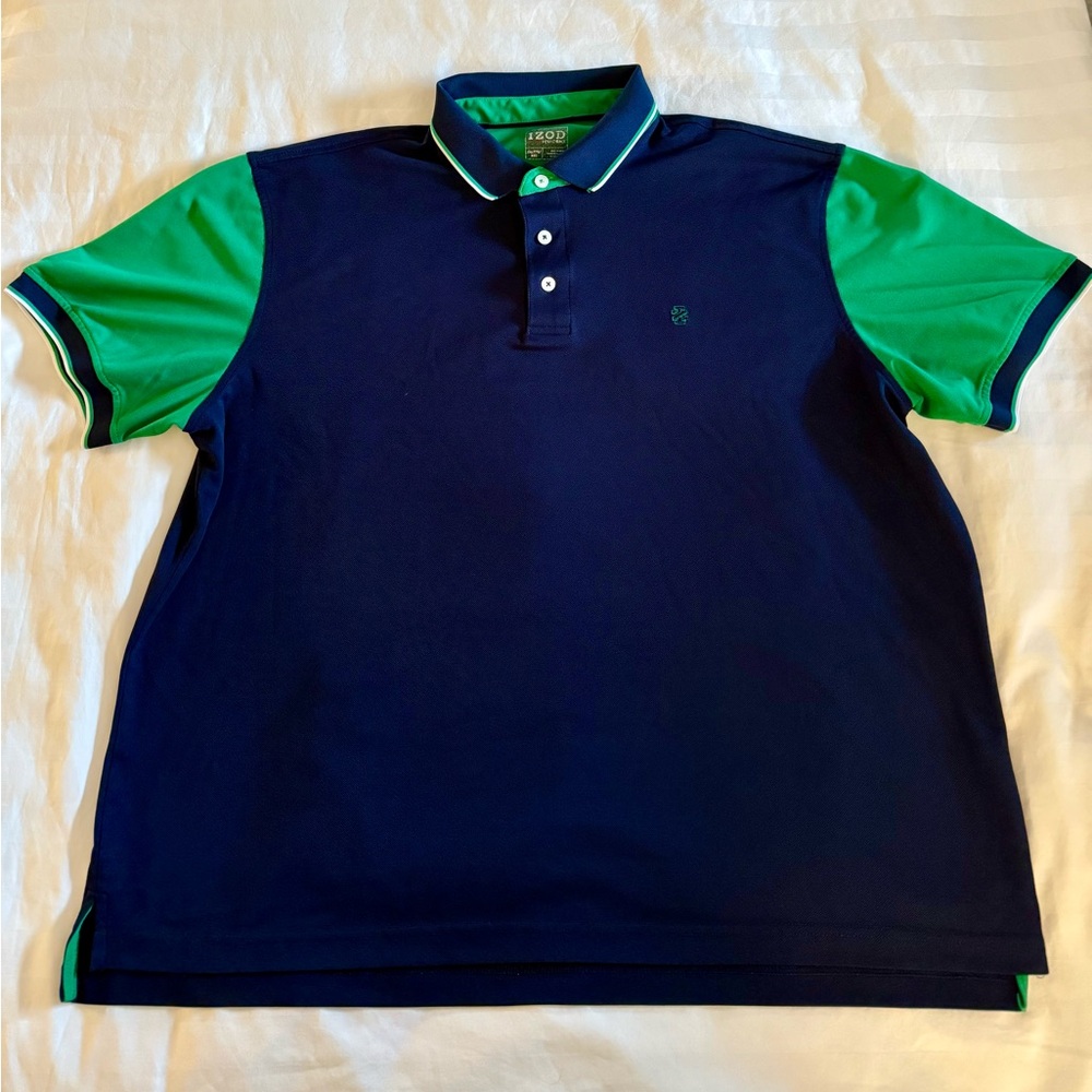 IZOD Men's Navy and Green Polo Shirt